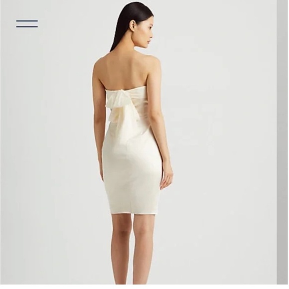 NWT Ralph Lauren Ivory Stretch Satin Bow Back Cocktail Dress $265.   Size 4 - Picture 6 of 9